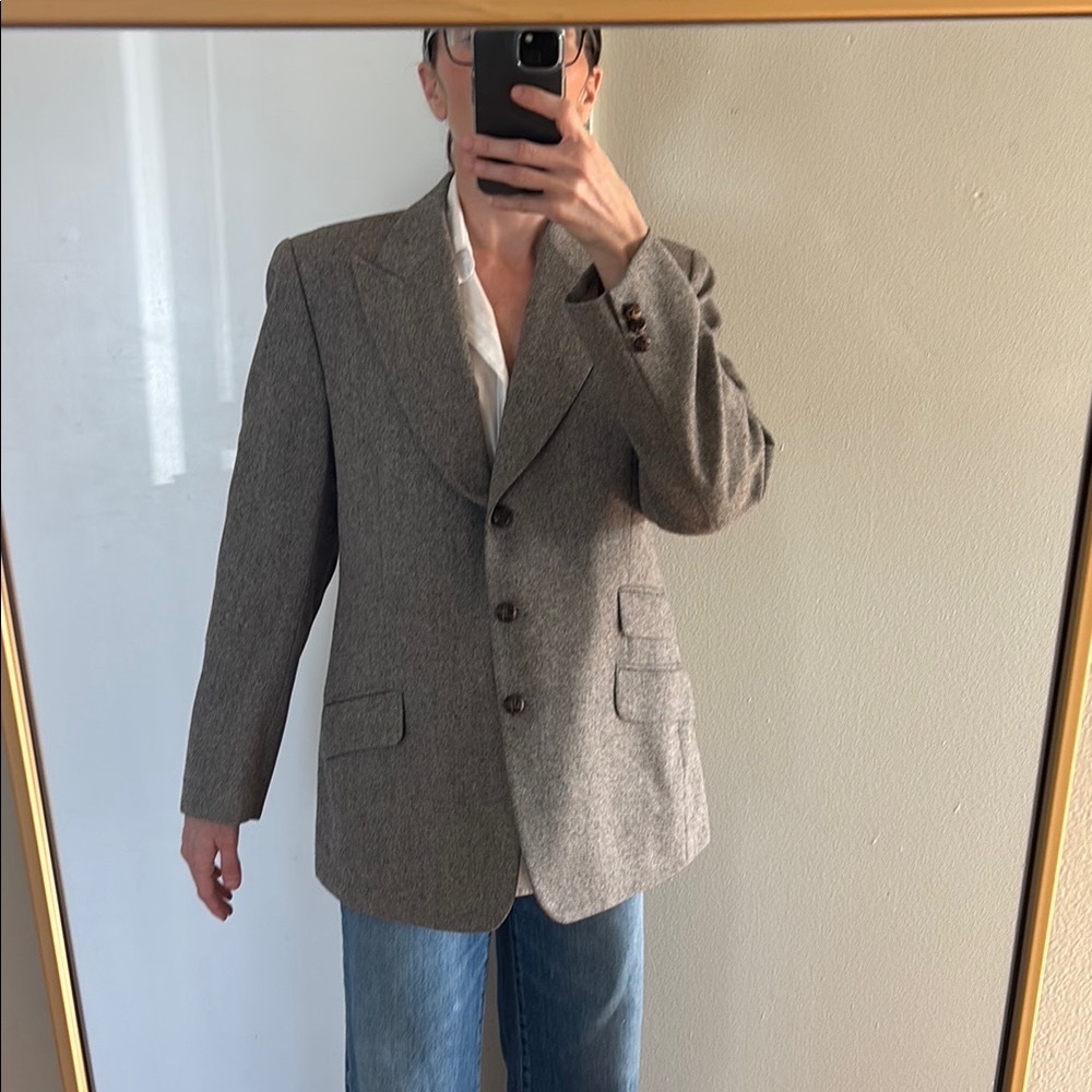 Gray Tailored Blazer with Notched Lapels